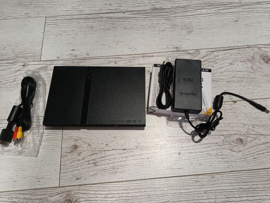 PlayStation 2 slim ORYGINALNY LASER+ bezprzewodowy pad+ zasilacz+ kabel tv