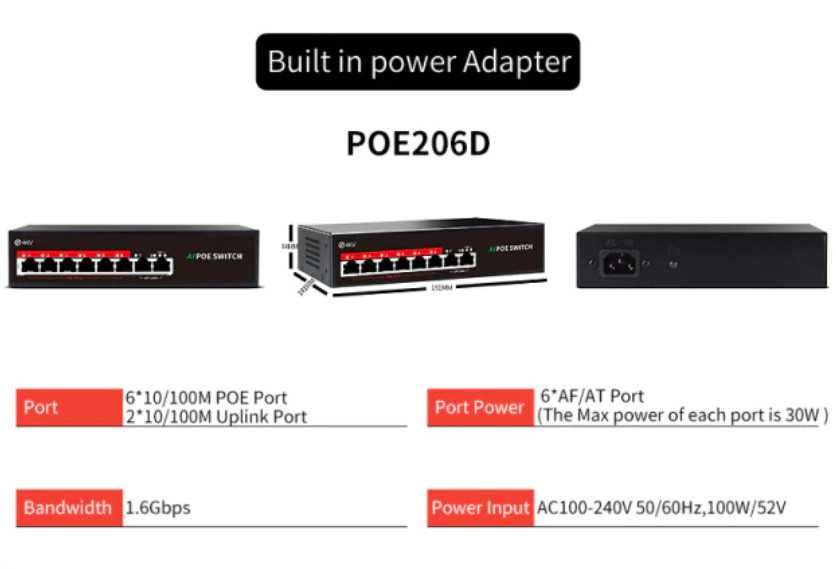 Мережевий комутатор Steamemo на 6 POE-портів