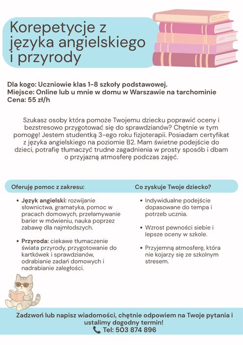 Korepetycje z języka angielskiego i przyrody