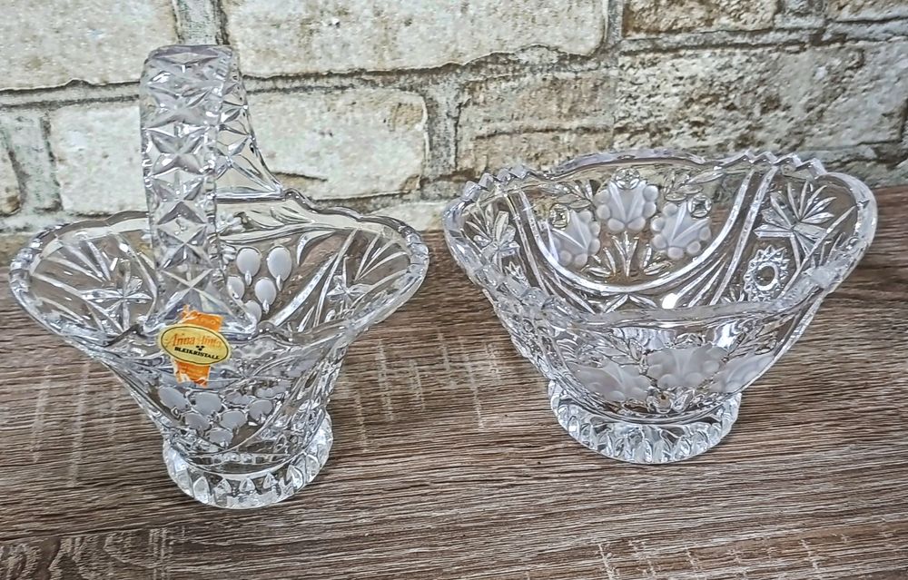 Кришталева кошик ваза та цукерниця