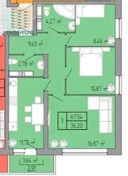 Продам 3 комн 67 м2 Центр! ЖК Акварель 3, ул. ПишоновскаяЯ! Можно под программу!