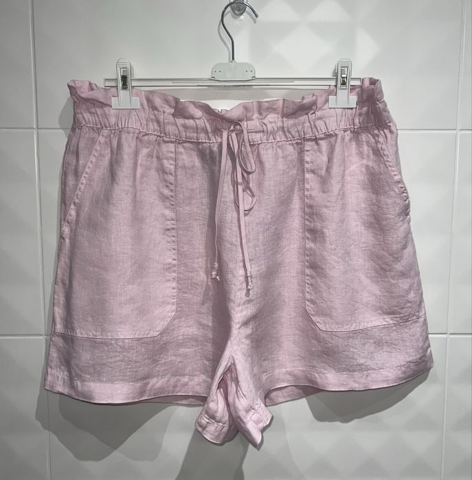 Zara pudrowe lniane szorty spodenki r L