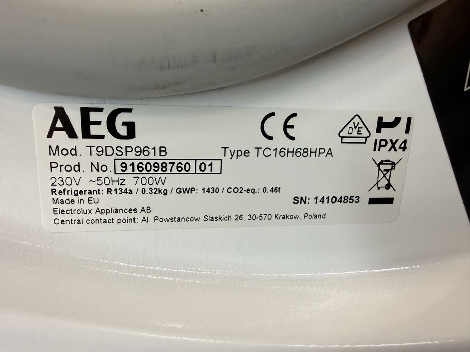 Сушильна машина AEG Lavatherm 9000 series T9DSP961B 9кг WiFi Premium