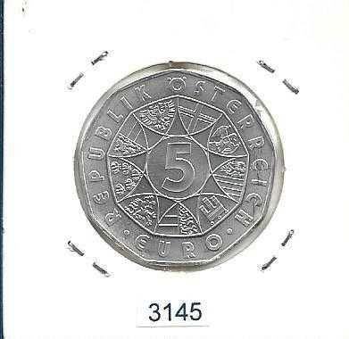 Áustria - - 5 Euros - 2007 -- Basílica de Mariazell -- Moeda  de Prata