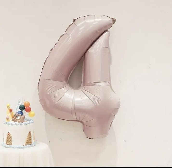 Balon cyfra 4, 80 cm różowy, pudrowy róż , nowy