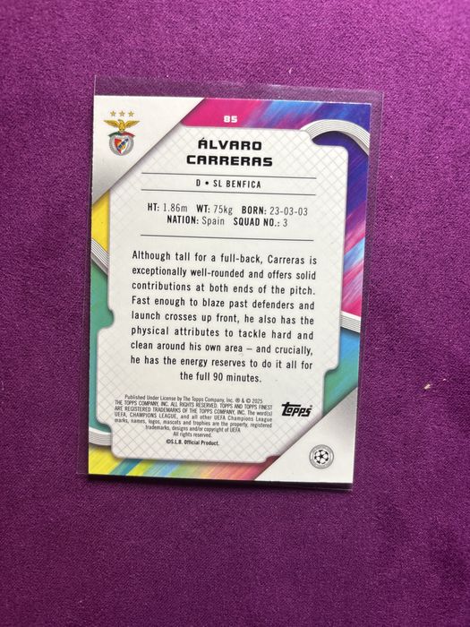 Alvaro Carreras Rookie card Topps Finest