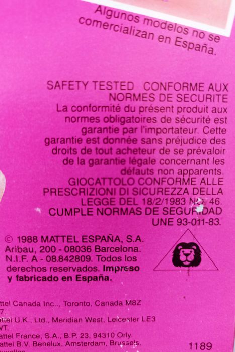 Barbie Feeling Fun Jeans ano 1988 Congost Spain #1189