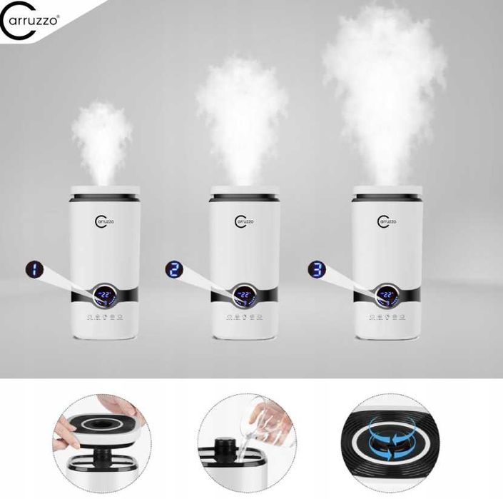 Nawilżacz Powietrza Automatyczny + Aromaterapia 3w1 + 12 Olejków Filtr