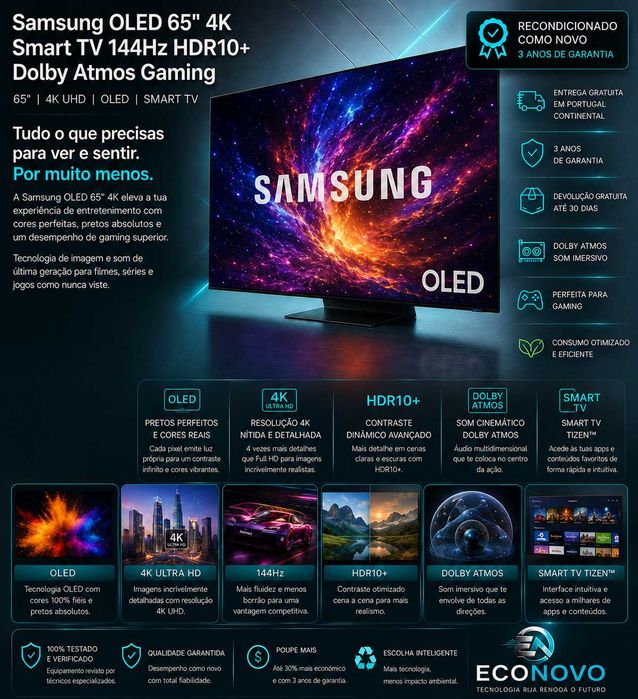 EN TV Samsung OLED 65" 4K UltraHD 120Hz Smart TV Tizen HDR10+ Gaming Hub