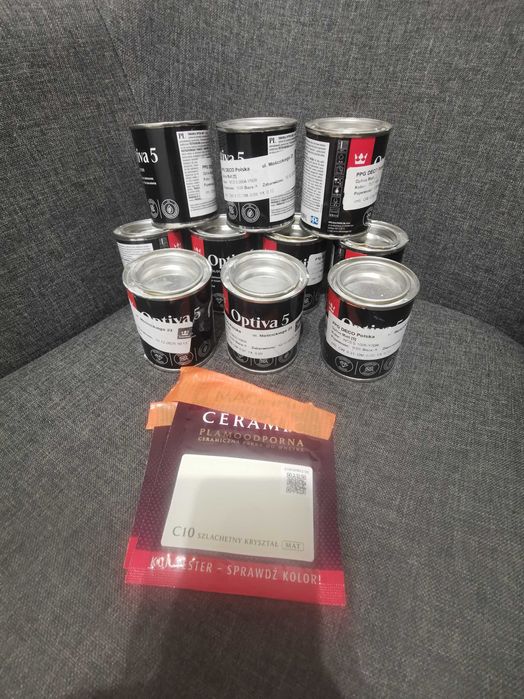 Próbki farb Tikkurilla mieszalnik beże, szarości, błękity, róże