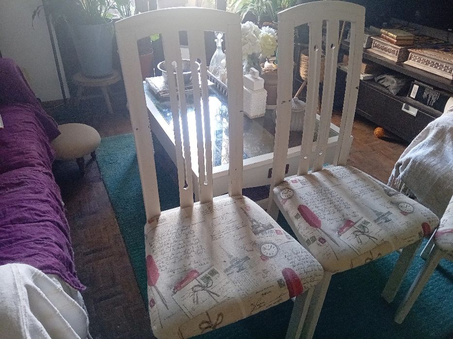 Conjunto 6 cadeiras madeira brancas