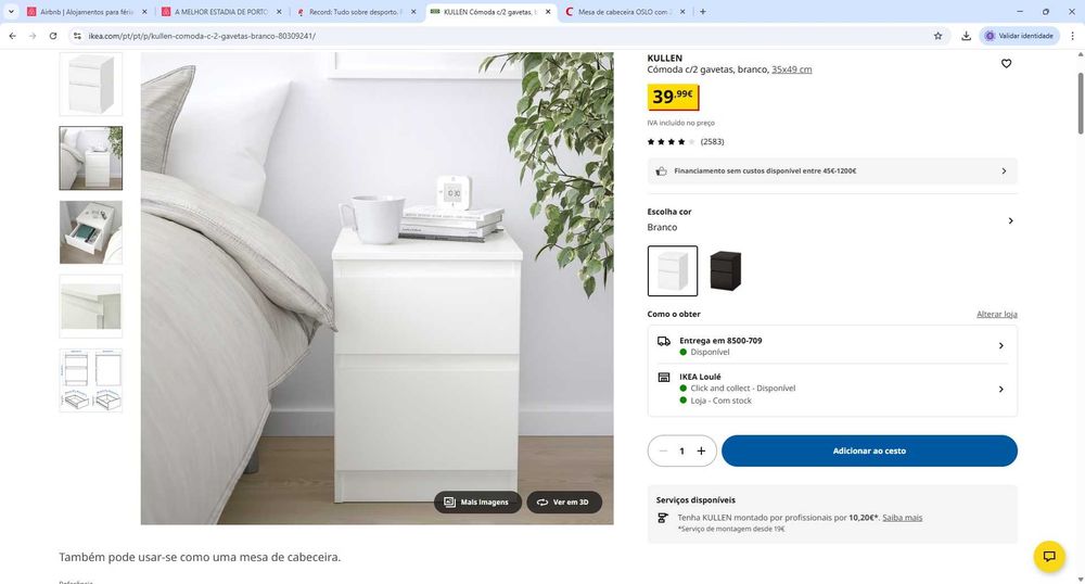 mesa de cabeceira IKEA (2 gavetas)