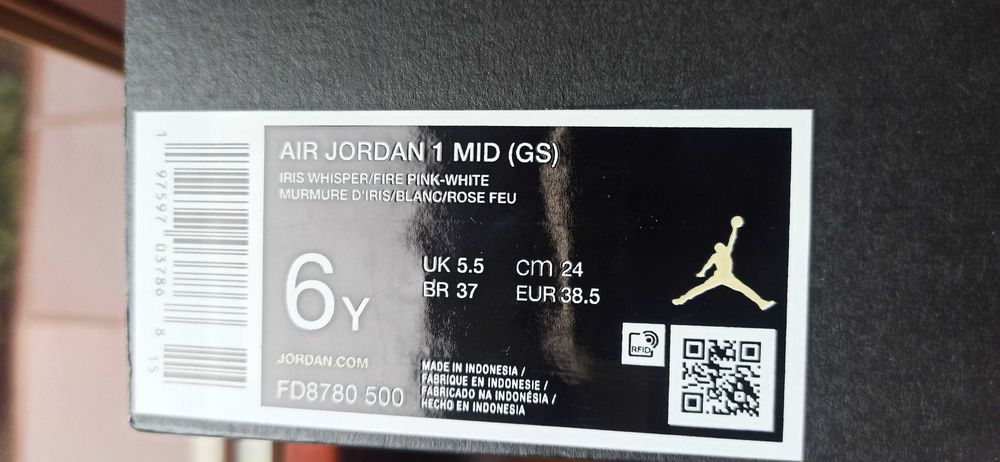 (r. 38,5) Nowe buty damskie Nike Air Jordan 1 Mid GS Pink FD8780.-500