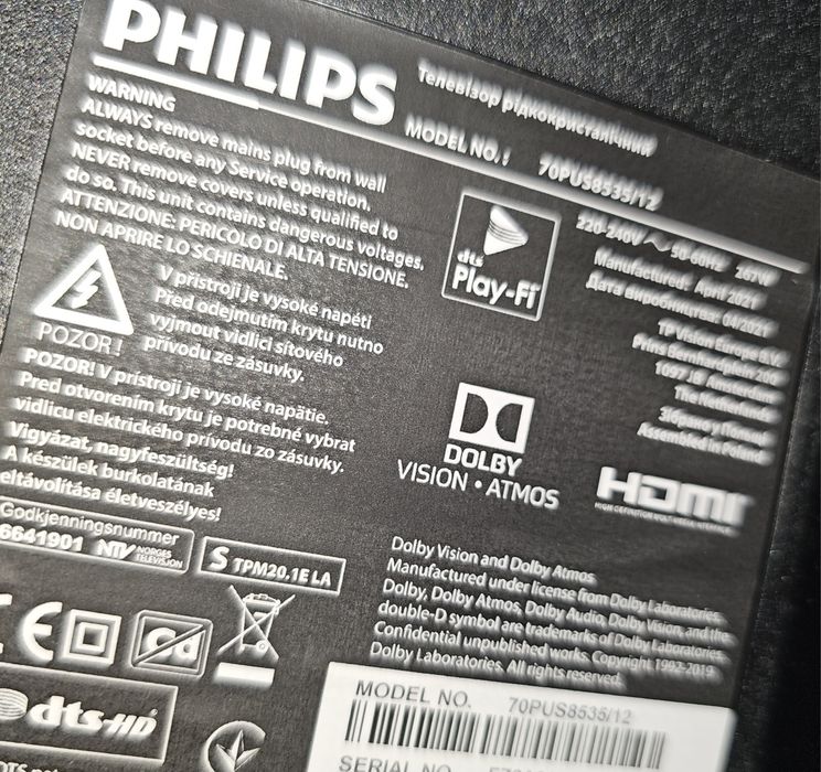 Telewizor Philips 70cali 4K android, dolby vision i atmos - jak nowy
