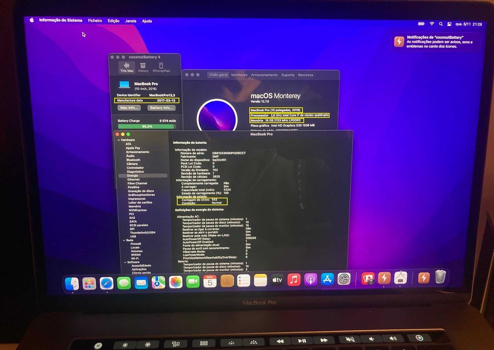 MacBook Pro Retina 15” 2017 - A1707 - i7 / 16 gb / 256 SSD