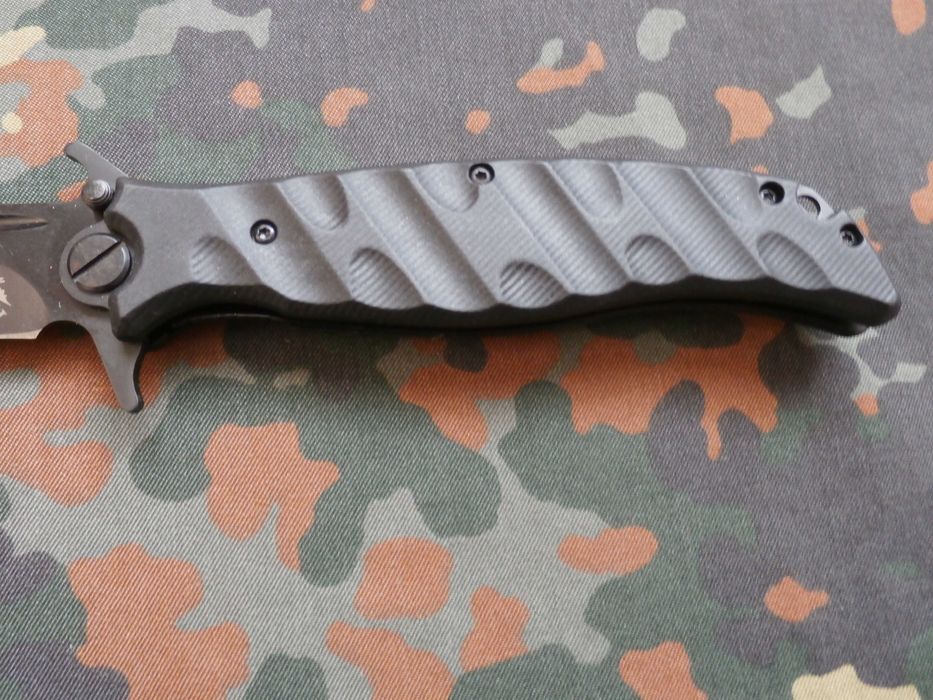 Туристичний складний викидний ніж Нокс Финка-С D2 Black 26.5см Кліпса
