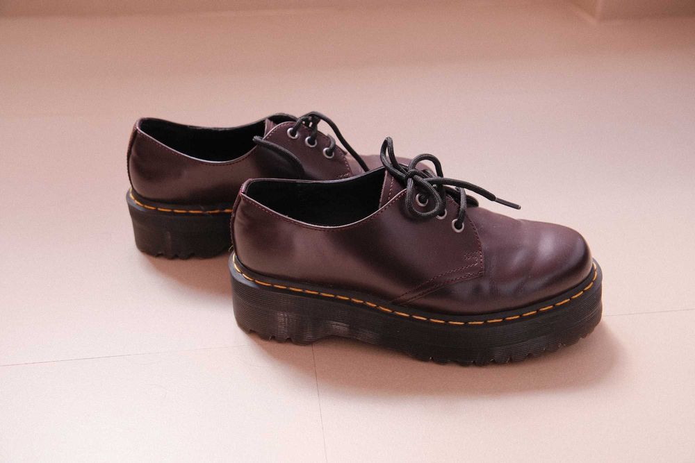 Dr Martens 40 1461 Sapato Plataforma Burgundy Quad Ótimo Estado