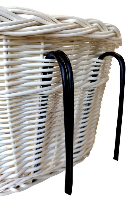 Kosz wiklinowy bielony na kierownicę z uchwytem + wkład Jackmar