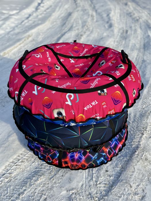 Тюбінг ватрушка 100 см, камера в комплекті "Рожевий Тікток"