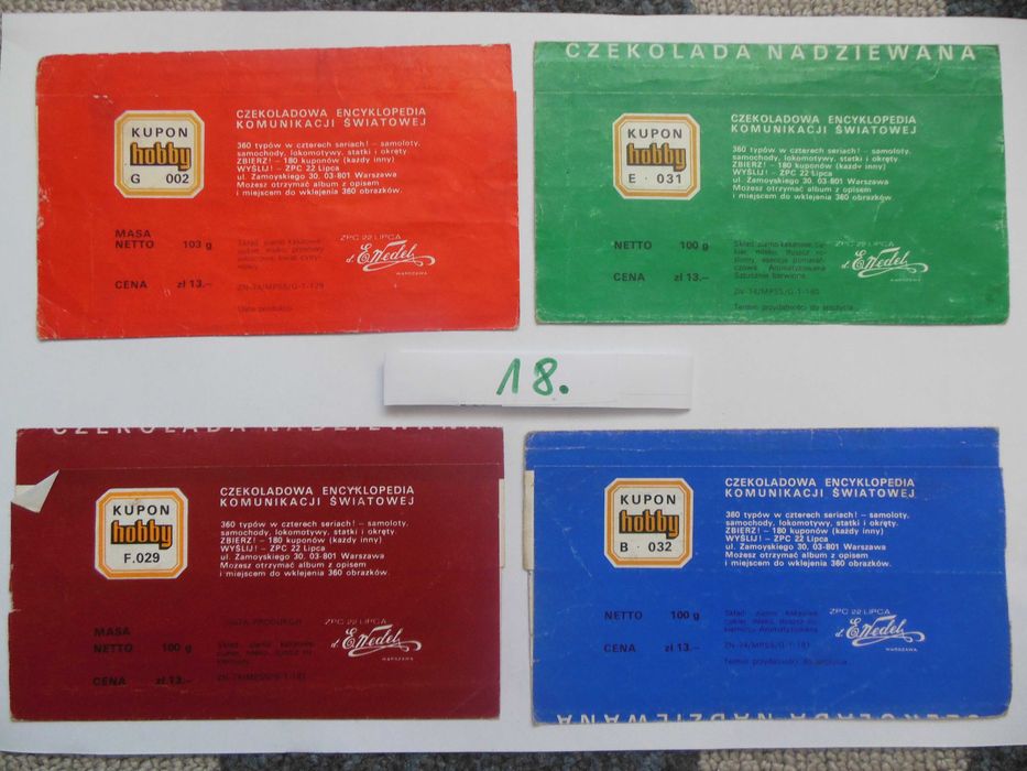 Opakowanie z czekolady Wedel-Hobby z PRL.