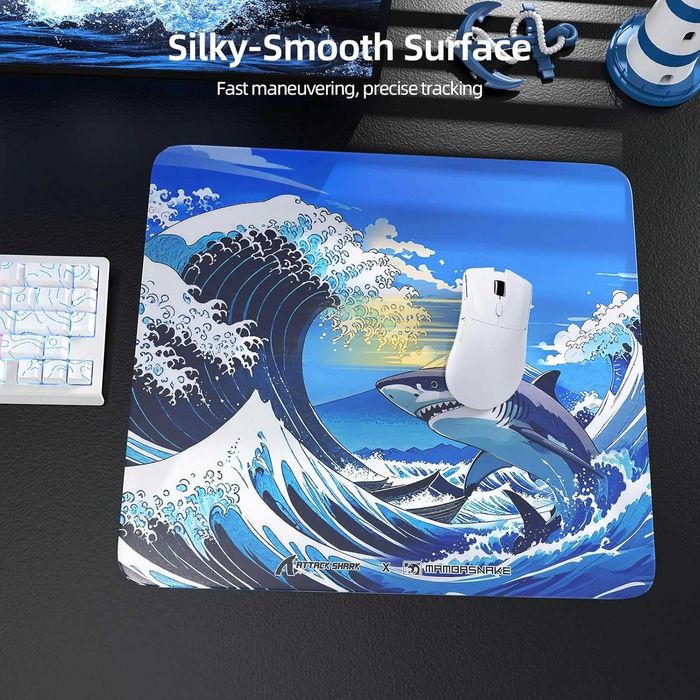 ‼️Attack Shark CM05 Wave Shark (450х400х5мм) стеклопад для мышки‼️