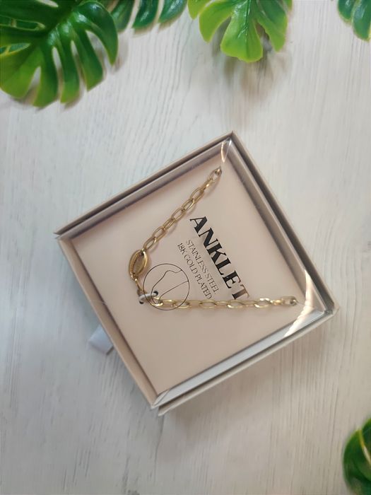 Pulseira tornozelo búzio em Aço Gold Plated