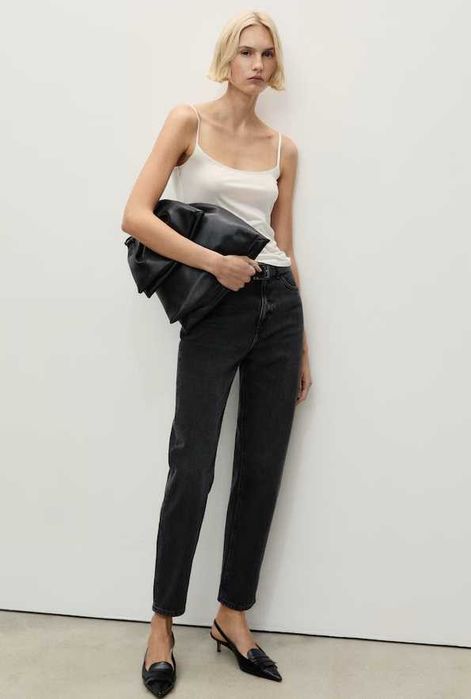 Джинсы Mom черные от MANGO, 34, 36р, оригинал