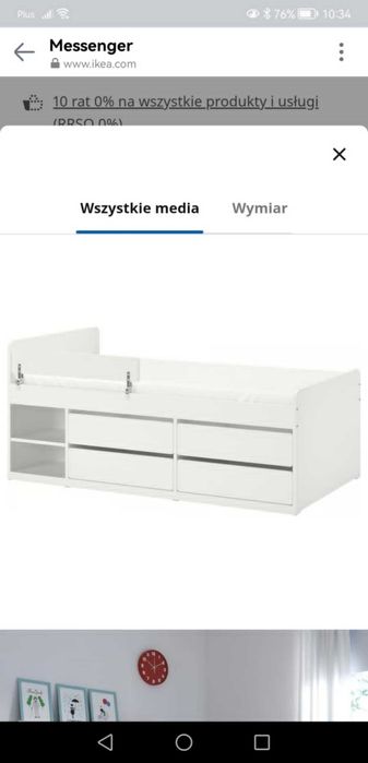 Łóżko młodzieżowe/dzieciece IKEA Slakt