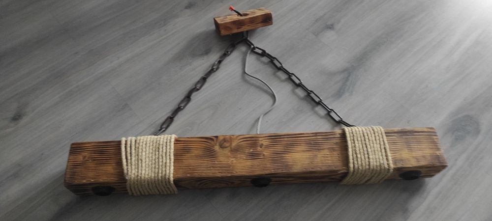 Drewniana Lampa LOFT ze starej belki