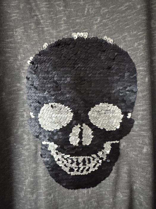 T-shirt cekiny - czaszka_ZARA_164