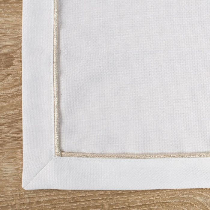 Obrus 85x85 bieżnik biały złota lamówka w pudełku