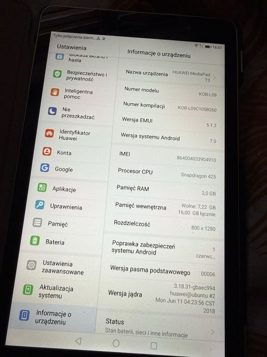 Tablet Huawei MediaPad T3 2/16GB LTE KOB-L09