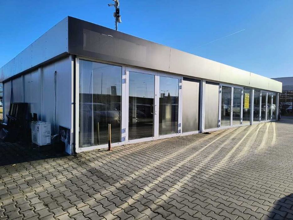 Pawilon kontenerowy 18x10 m - handlowy z dużą witryną