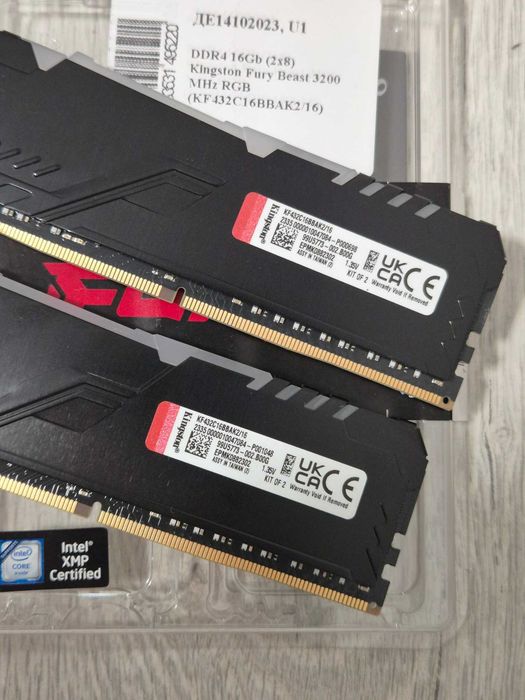 пам'ять DDR4 16GB (2x8GB) 3200MHz CL16 Kigston FURY Beast RGB.TradeIN