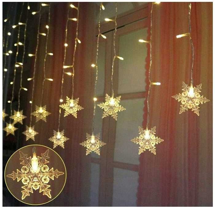 Kurtyna świetlna ze śnieżynkami 3.5m 96LED OAICIA