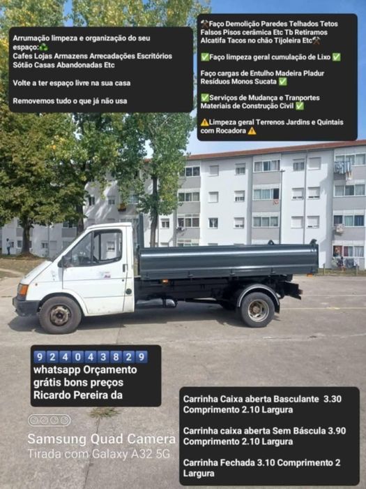 Cargas de Entulho e Mudanças temos Carrinhas caixas abertas e fechadas