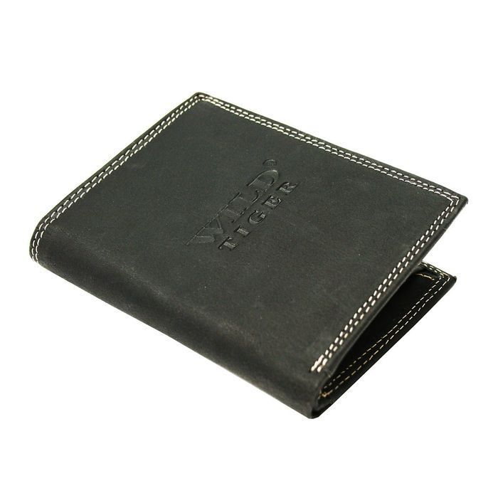 Portfel męski pionowy Wild Tiger czarny elegancki klasyczny prezent