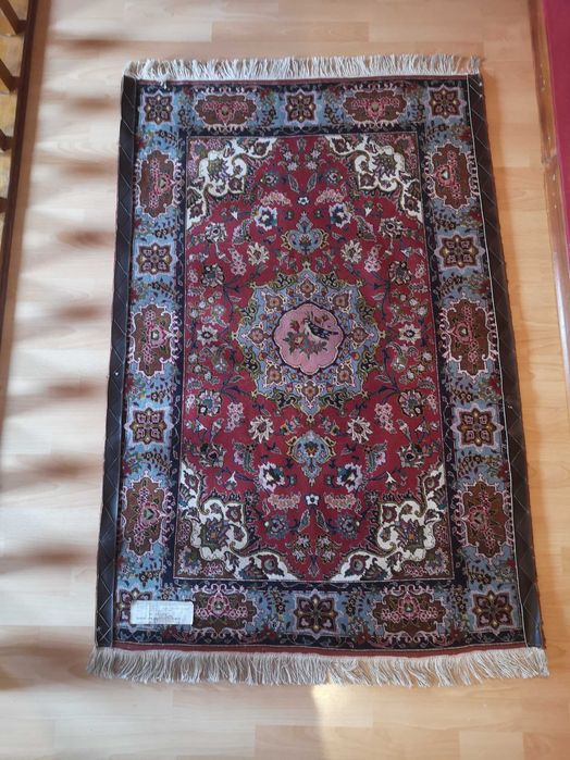 Tabriz dywan, wełna z jedwabiem, sygnowany, rozetowy, antyk