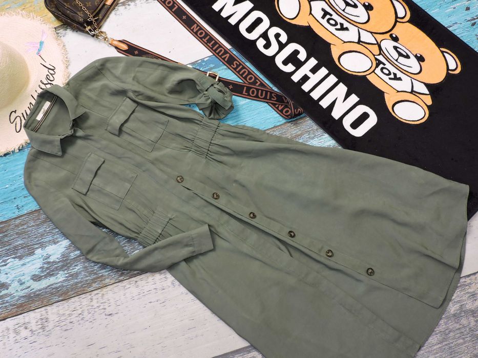 Esprit Sukienka koszulowa khaki wiskoza j Nowa S