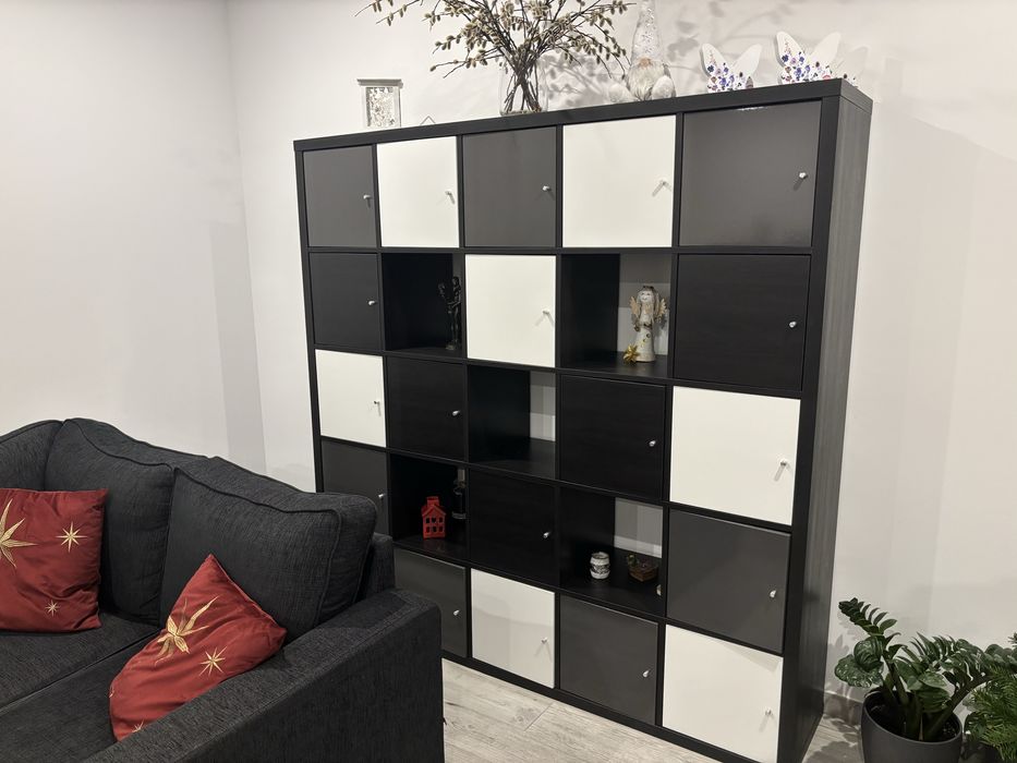 Regał IKEA  Kallax 5x5 czarny brąz 182x182 wraz z wkladami