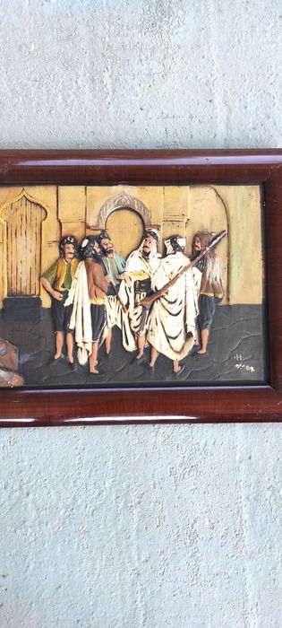 Płaskorzeźba Arabowie Strzelba Arab