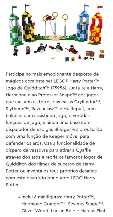 set LEGO® Harry Potter™ Jogo de Quidditch™ (75956)