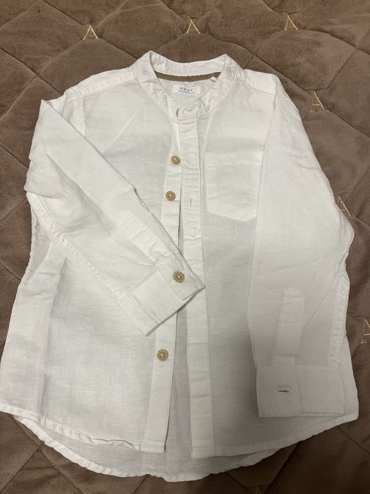 Нова біла сорочка Next для хлопчика 2–3 роки (98 см), льон і бавовна