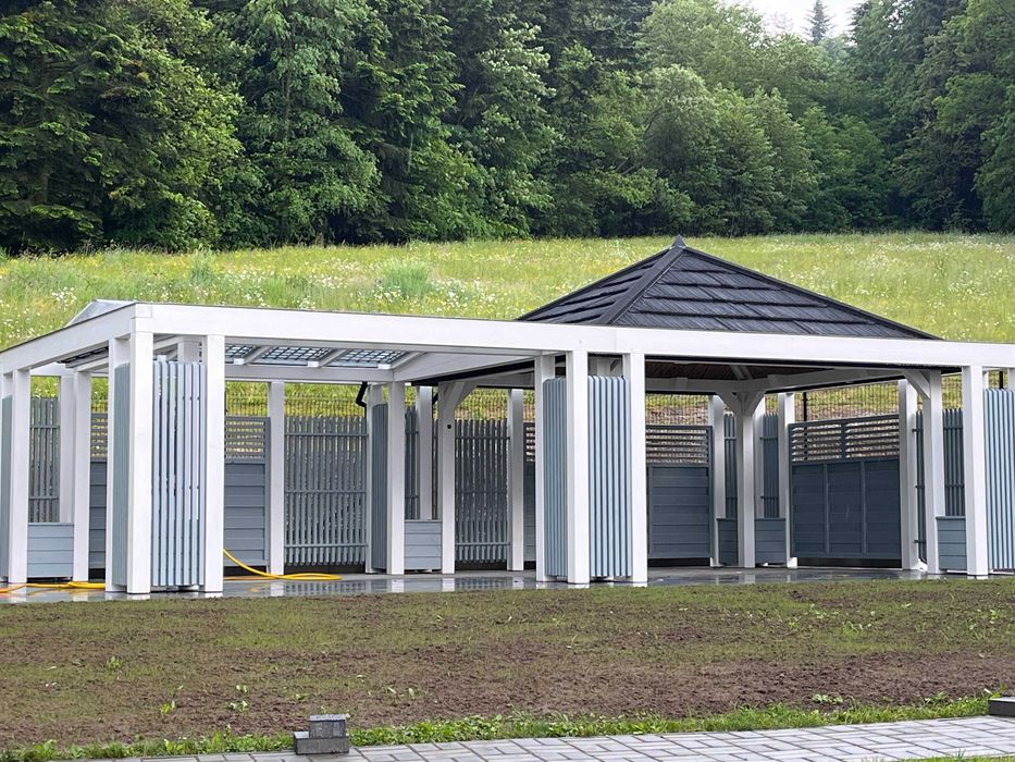 altana drewniana ogrodowa nowoczesna biała