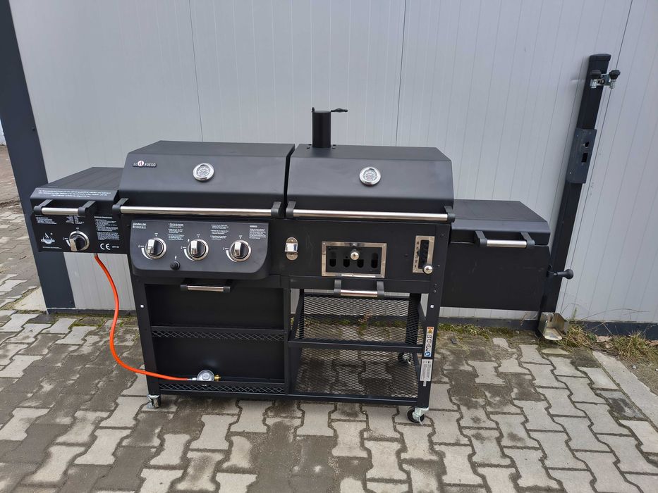 NOWY Grill Gazowo-Węglowy z Wędzarką EL FUEGO ARIZONA SOLIDNY ! ŻELIWO