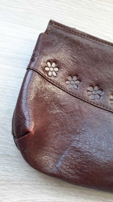 Bolsa castanha pele antiga mulher