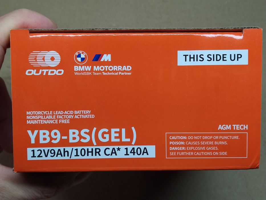 Аккумулятор мото АКБ GEL 12V 9A 137-76-134mm YB9-BS "OUTDO"