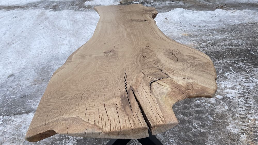 Stół dębowy, monolit 275x82/65/103