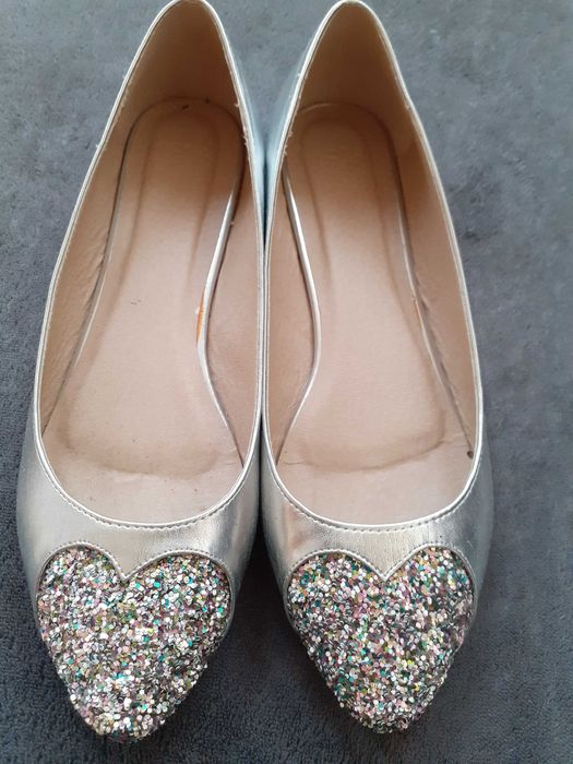Baleriny buty asos srebrne 39