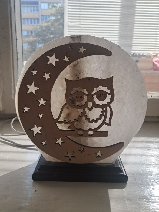 Соляна лампа лікувальна з білої солі Сова